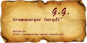Gremsperger Gergő névjegykártya